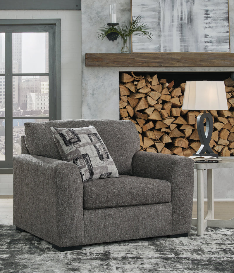 Gardiner Chair and Ottoman in Pewter - PKG015828