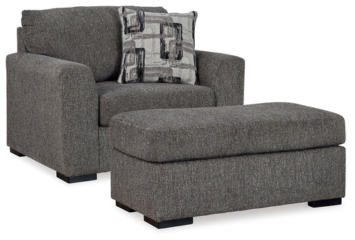 Gardiner Chair and Ottoman in Pewter - PKG015828