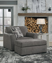 Gardiner Chair and Ottoman in Pewter - PKG015828