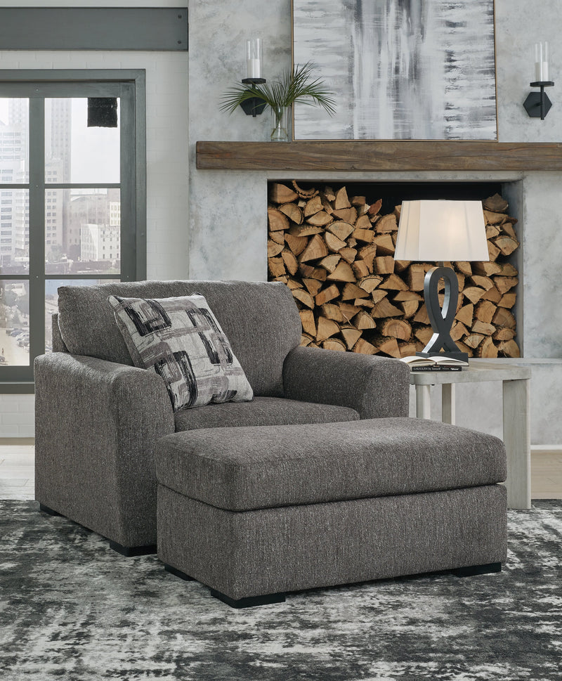 Gardiner Chair and Ottoman in Pewter - PKG015828