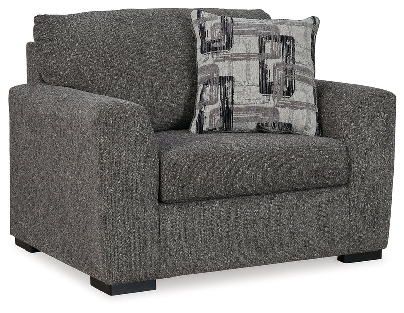 Gardiner Chair and Ottoman in Pewter - PKG015828