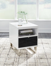 Gardoni White/Black Chairside End Table - T756-7