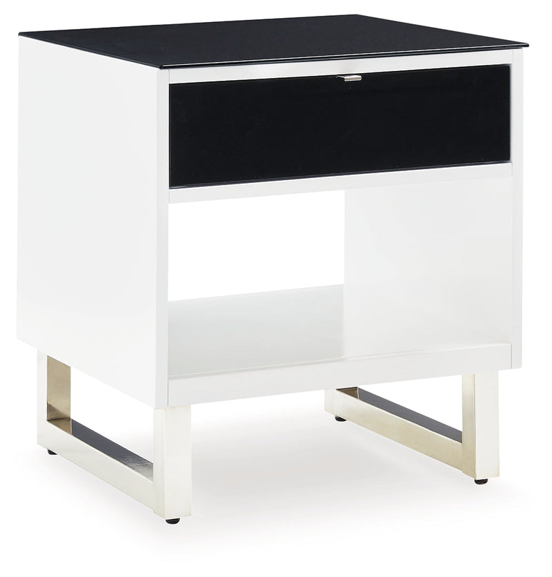 Gardoni White/Black End Table - T756-3