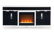 Gardoni White/Black 72" TV Stand with Electric Fireplace - Gate FurnitureTV Stand