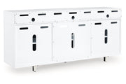 Gardoni White/Black 72" TV Stand with Electric Fireplace - Gate FurnitureTV Stand
