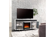 Gardoni White/Black 72" TV Stand with Electric Fireplace - Gate FurnitureTV Stand