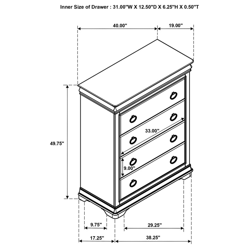 Garland 4-drawer Bedroom Chest of Drawers Brown Cherry - 205305