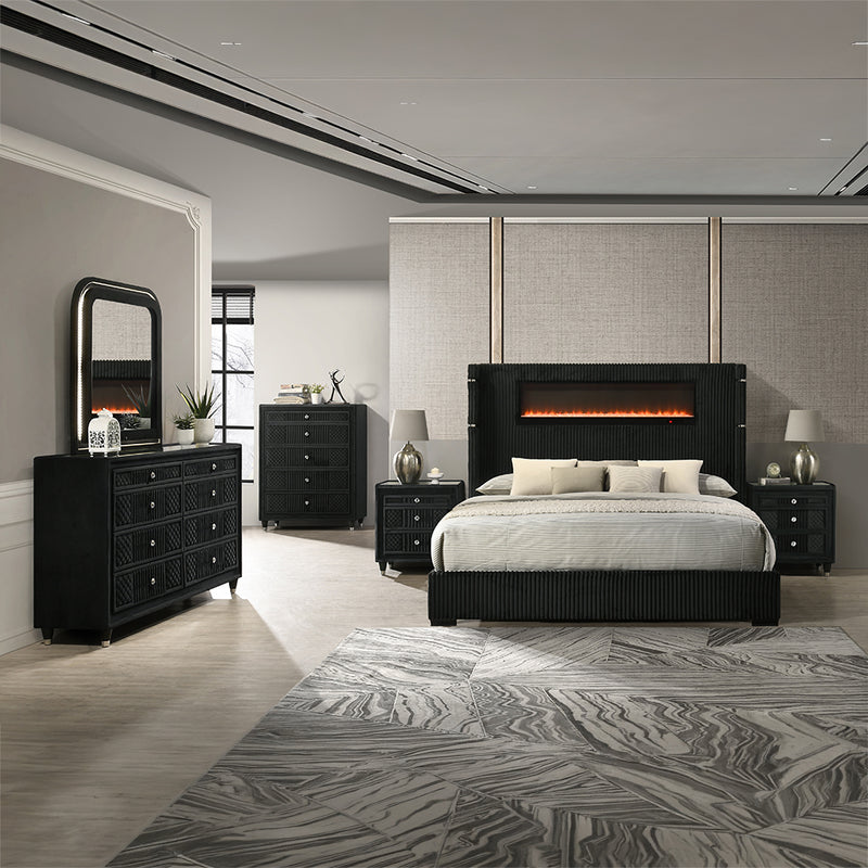 Garner EK Bed w/Fireplace, LED, Reading Light, Speaker, Bluetooth & USB - BD06021EK