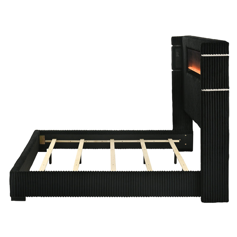 Garner EK Bed w/Fireplace, LED, Reading Light, Speaker, Bluetooth & USB - BD06021EK