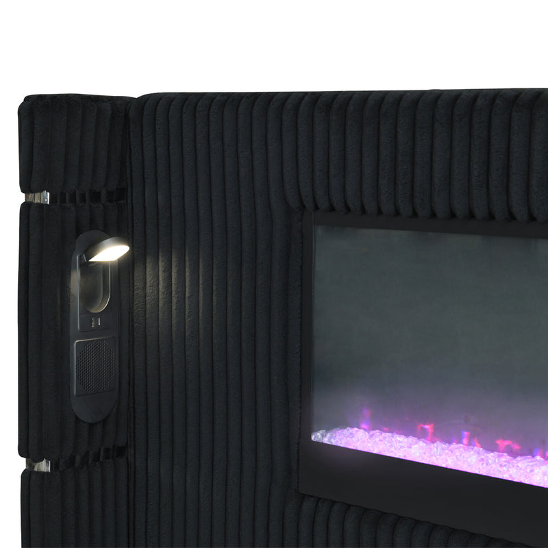 Garner EK Bed w/Fireplace, LED, Reading Light, Speaker, Bluetooth & USB - BD06021EK