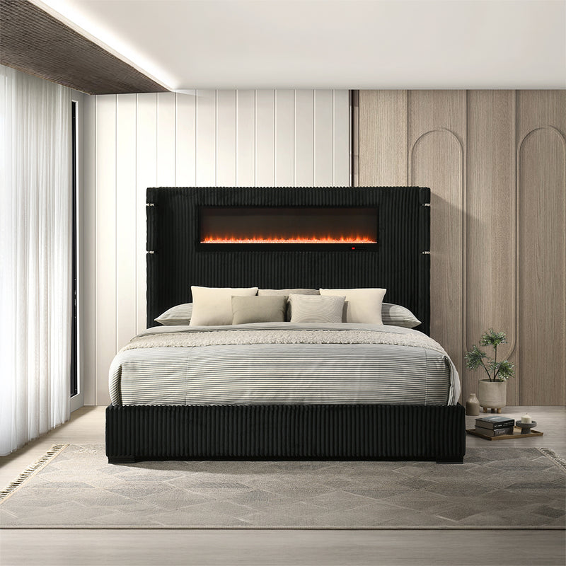 Garner EK Bed w/Fireplace, LED, Reading Light, Speaker, Bluetooth & USB - BD06021EK