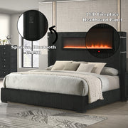 Garner EK Bed w/Fireplace, LED, Reading Light, Speaker, Bluetooth & USB - BD06021EK