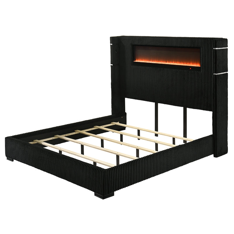 Garner Queen Bed w/Fireplace, LED, Reading Light, Speaker, Bluetooth & USB - BD06022Q