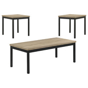 Garza 3-Piece Rectangular Coffee Table Set Greige Oak - 701090
