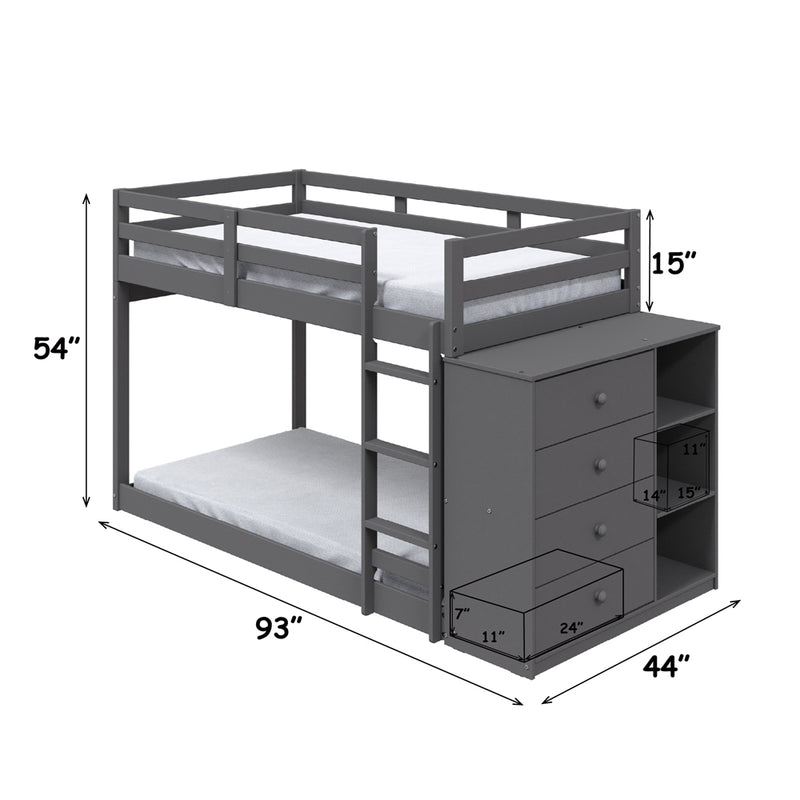 Gaston Twin/Twin Bunk Bed W/4 Drawers & 3 Compartments - BD01372