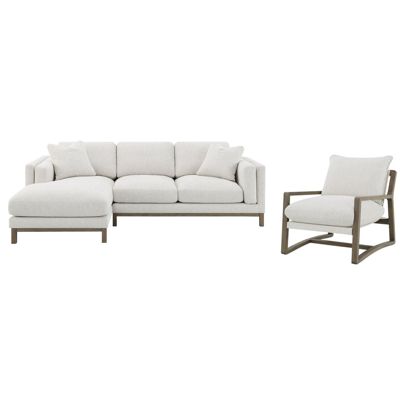 Geneva Boucle Upholstered Wood Arm Accent Chair Sand - 907509