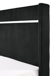 Gennro Black Corduroy King Upholstered Panel Bed - Gate FurnitureKing Bed