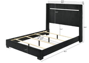 Gennro Black Corduroy King Upholstered Panel Bed - Gate FurnitureKing Bed