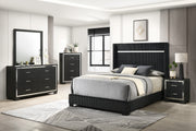 Gennro Black Corduroy Queen Upholstered Panel Bed - Gate FurnitureQueen Bed