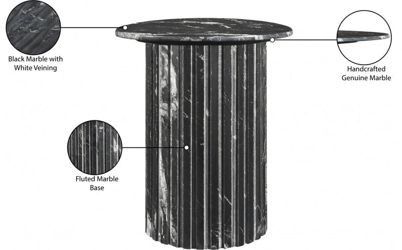Genoa Marble End Table in Black - 248Black-ET
