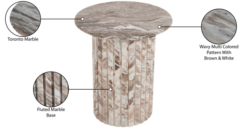 Genoa Marble End Table in Brown - 248Brown-ET