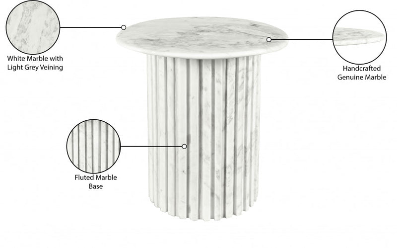 Genoa Marble End Table in White - 248White-ET