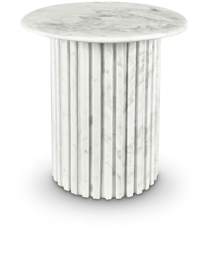 Genoa Marble End Table in White - 248White-ET