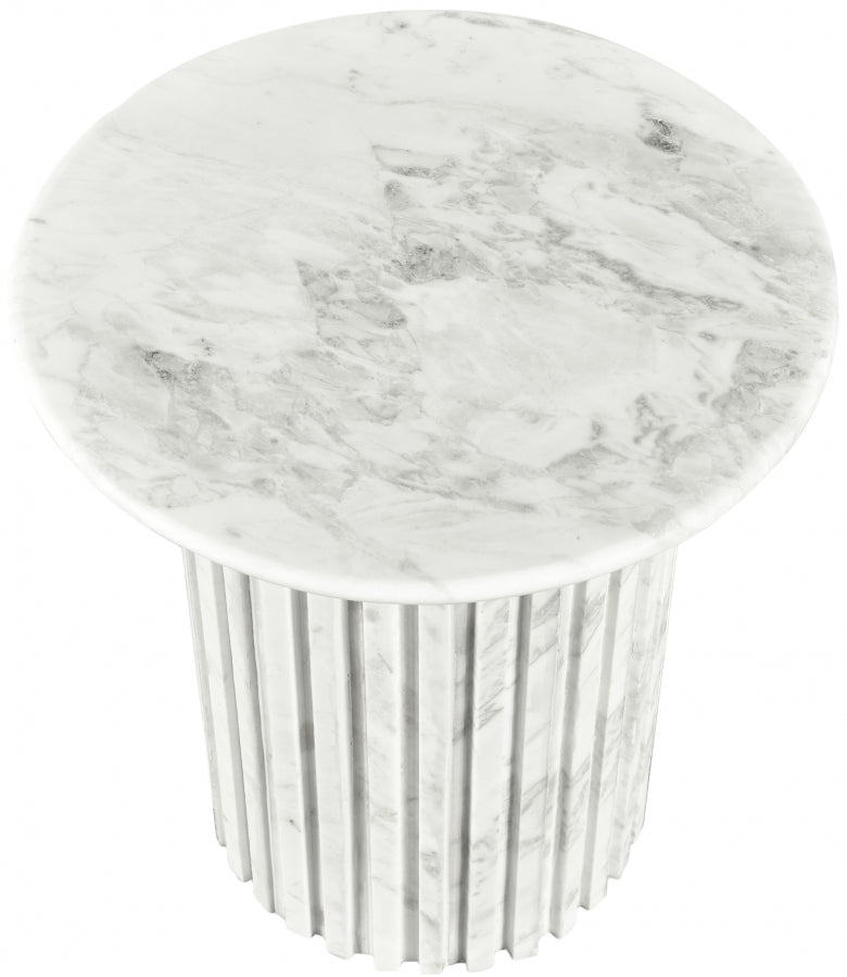 Genoa Marble End Table in White - 248White-ET