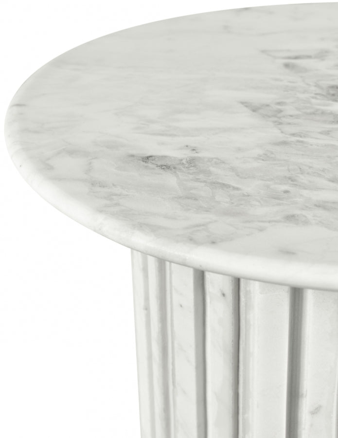 Genoa Marble End Table in White - 248White-ET