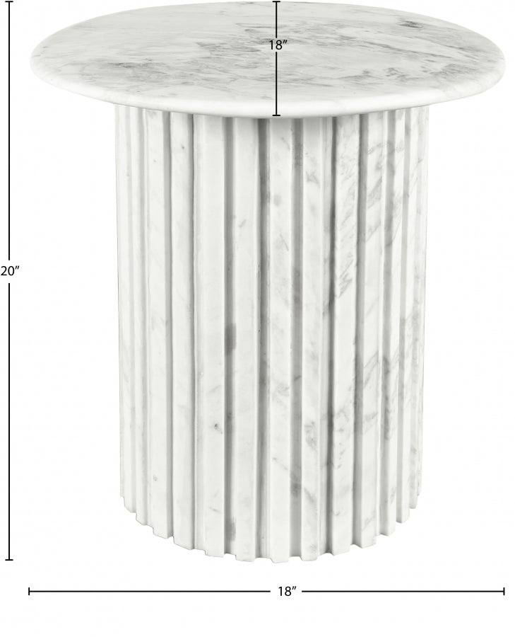 Genoa Marble End Table in White - 248White-ET