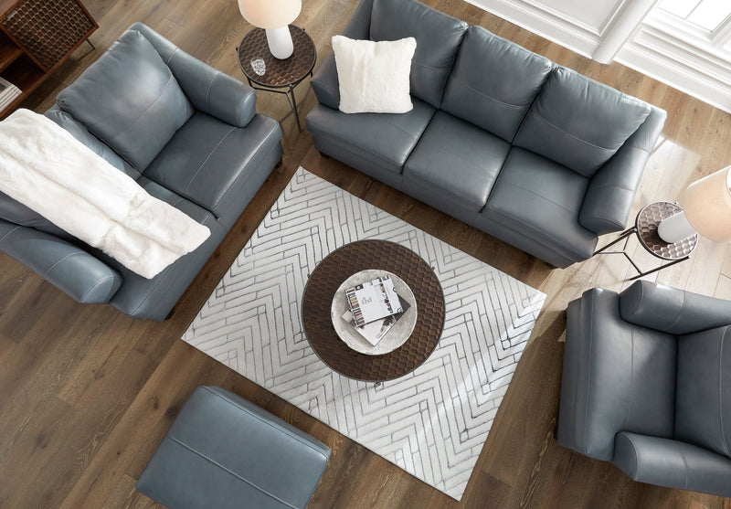 Genoa Steel Leather Living Room Set - Gate FurnitureLiving Room Set