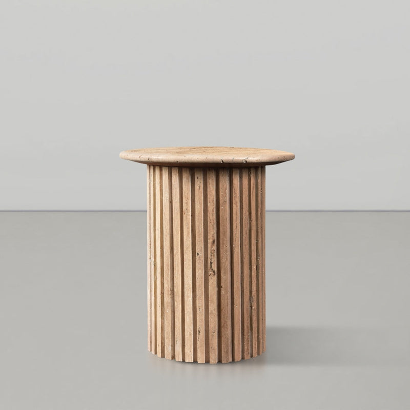 Genoa Travertine End Table in Natural - 248Travertine-ET