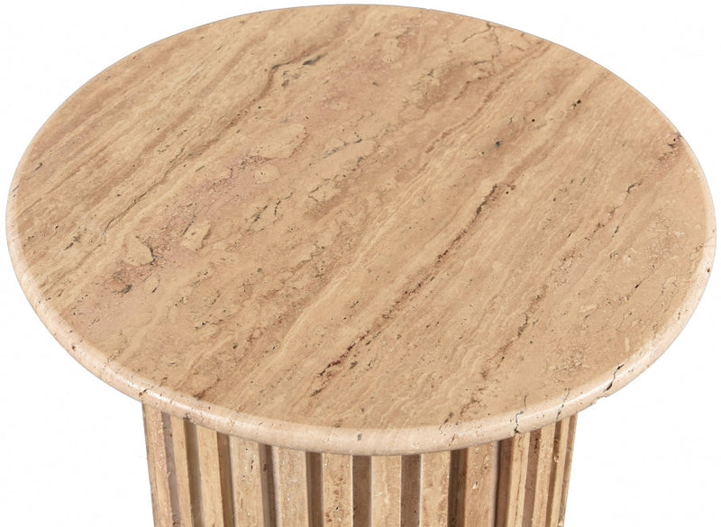 Genoa Travertine End Table in Natural - 248Travertine-ET