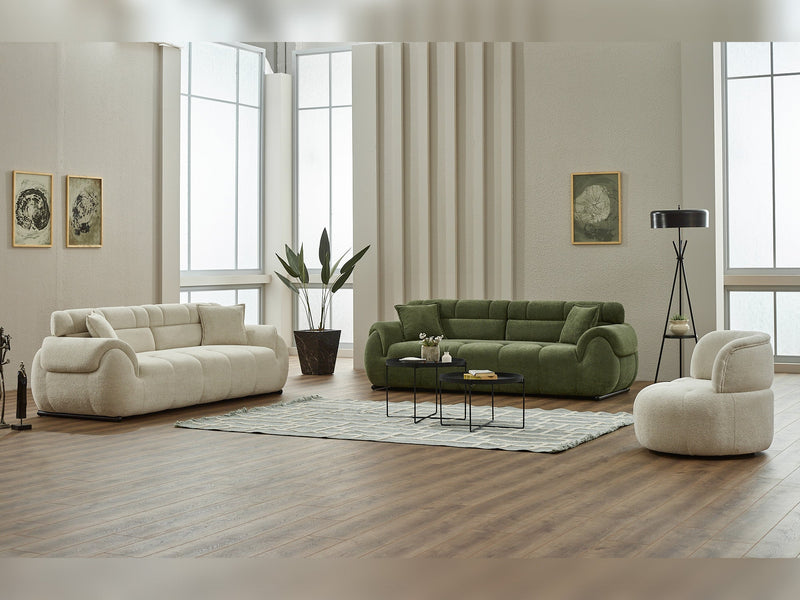 Genova 3-pieces (Sofa & Loveseat & Chair) Livingroom Set in Cream - Green - 200-SIM-GEN-ERATO08-ERATO11-321