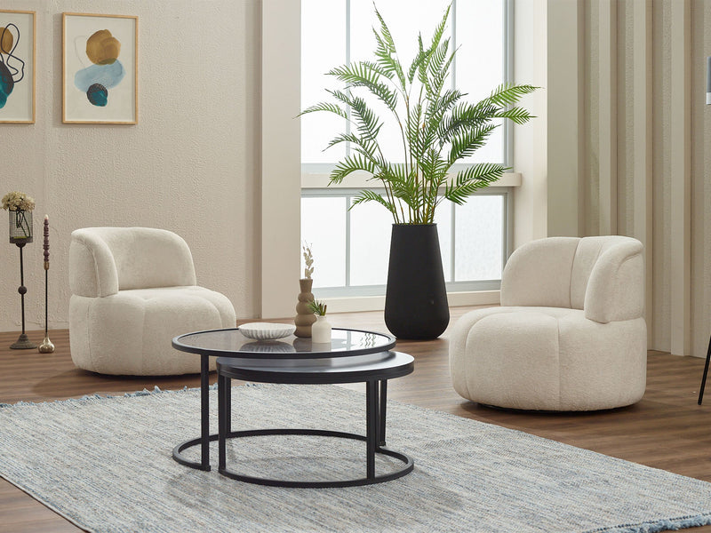 Genova 3-pieces (Sofa & Loveseat & Chair) Livingroom Set in Cream - Green - 200-SIM-GEN-ERATO08-ERATO11-321