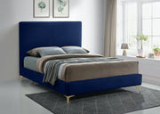 Geri Velvet King Bed Blue - Gate FurnitureKing Bed