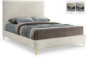 Geri Velvet King Bed Cream - Gate FurnitureKing Bed