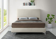 Geri Velvet King Bed Cream - Gate FurnitureKing Bed