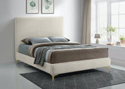 Geri Velvet King Bed Cream - Gate FurnitureKing Bed