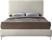 Geri Velvet King Bed Cream - Gate FurnitureKing Bed