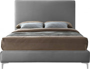 Geri Velvet King Bed Grey - Gate FurnitureKing Bed
