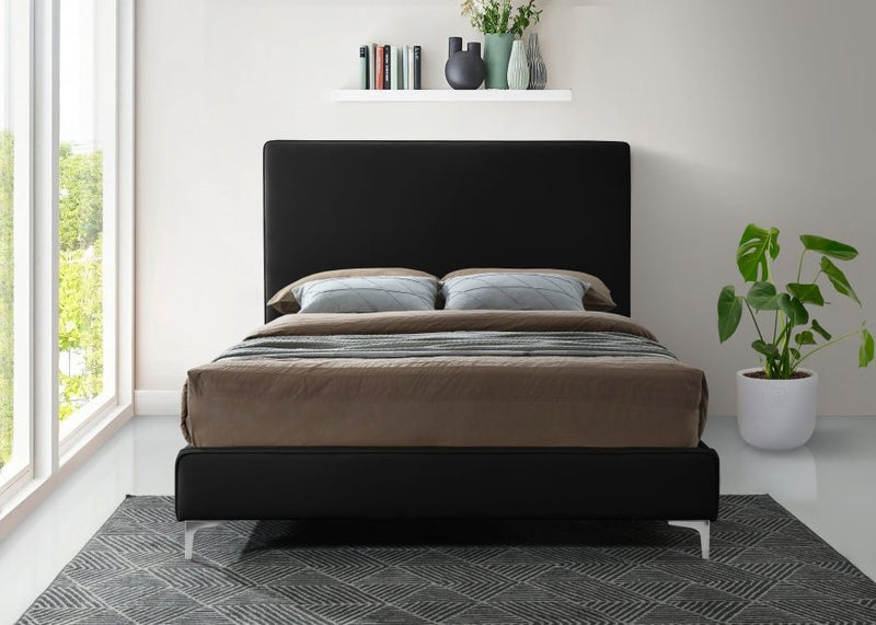Geri Velvet Queen Bed Black - Gate FurnitureQueen Bed
