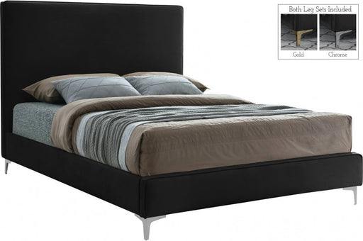 Geri Velvet Queen Bed Black - Gate FurnitureQueen Bed