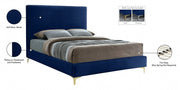 Geri Velvet Queen Bed Blue - Gate FurnitureQueen Bed