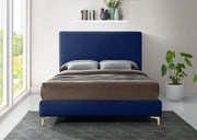 Geri Velvet Queen Bed Blue - Gate FurnitureQueen Bed