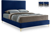 Geri Velvet Queen Bed Blue - Gate FurnitureQueen Bed