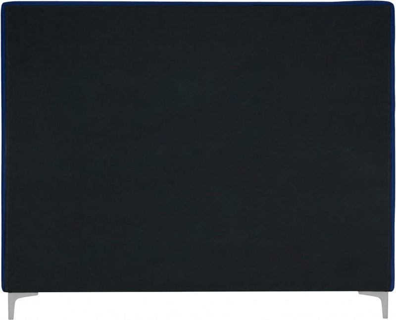 Geri Velvet Queen Bed Blue - Gate FurnitureQueen Bed