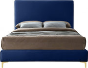 Geri Velvet Queen Bed Blue - Gate FurnitureQueen Bed