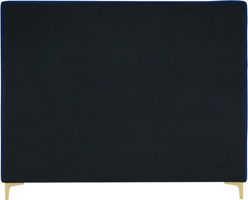 Geri Velvet Queen Bed Blue - Gate FurnitureQueen Bed