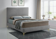 Geri Velvet Queen Bed Grey - Gate FurnitureQueen Bed
